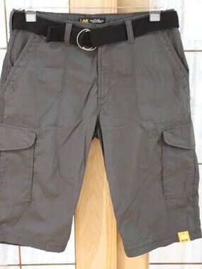 LEE NWT Men Cargo Shorts Dark Grey S L 34 Cotton Blend Casual Belt